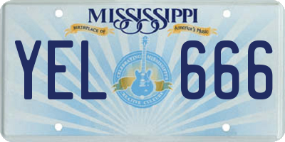 MS license plate YEL666