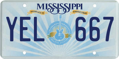 MS license plate YEL667