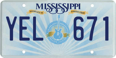 MS license plate YEL671