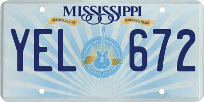MS license plate YEL672