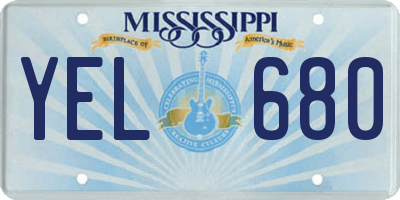 MS license plate YEL680