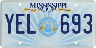 MS license plate YEL693