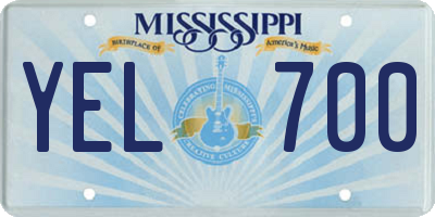 MS license plate YEL700