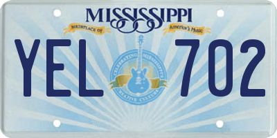 MS license plate YEL702