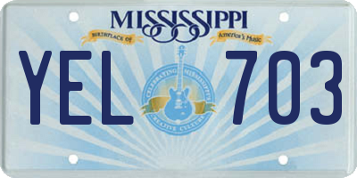 MS license plate YEL703