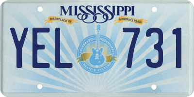MS license plate YEL731