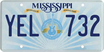 MS license plate YEL732