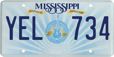 MS license plate YEL734