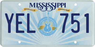MS license plate YEL751
