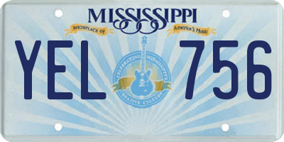 MS license plate YEL756