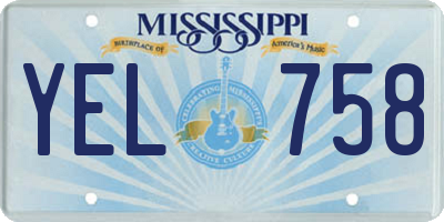 MS license plate YEL758