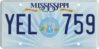 MS license plate YEL759