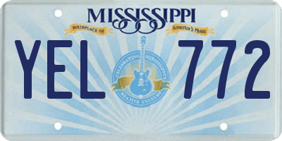 MS license plate YEL772