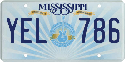 MS license plate YEL786