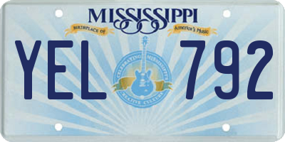 MS license plate YEL792