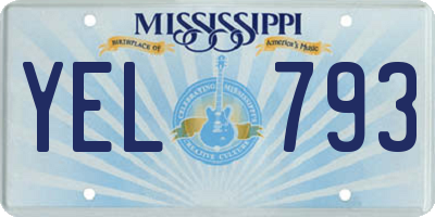 MS license plate YEL793