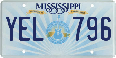 MS license plate YEL796