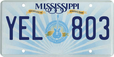 MS license plate YEL803