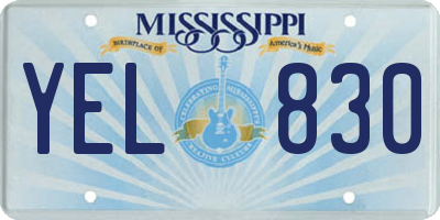 MS license plate YEL830