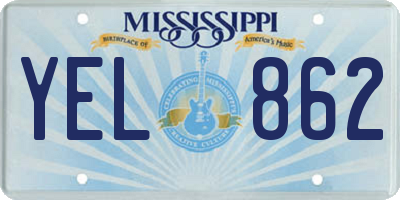 MS license plate YEL862