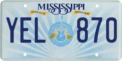 MS license plate YEL870