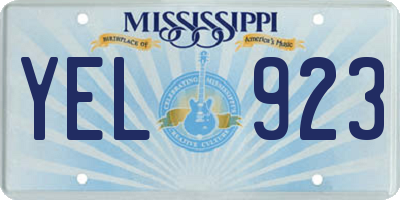 MS license plate YEL923