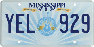 MS license plate YEL929