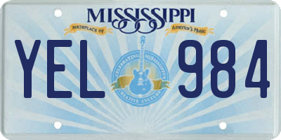 MS license plate YEL984