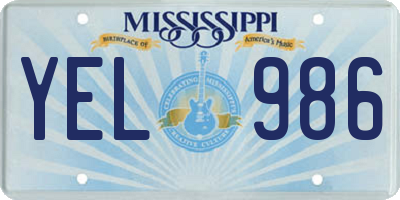 MS license plate YEL986