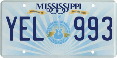 MS license plate YEL993
