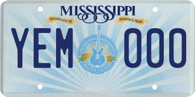 MS license plate YEM000