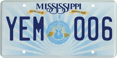 MS license plate YEM006