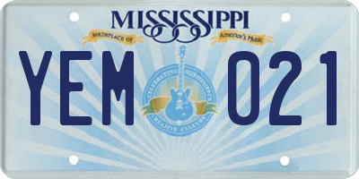 MS license plate YEM021