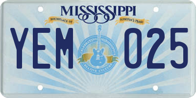 MS license plate YEM025