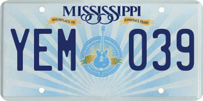 MS license plate YEM039