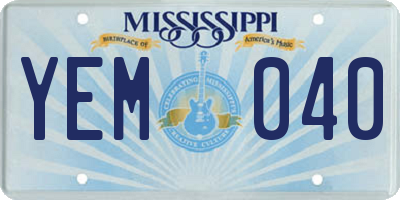 MS license plate YEM040