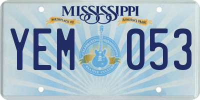 MS license plate YEM053
