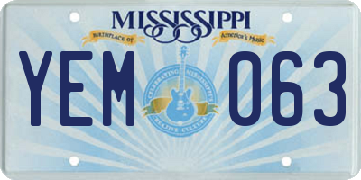 MS license plate YEM063
