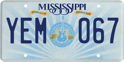 MS license plate YEM067