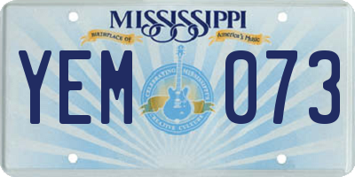 MS license plate YEM073