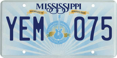 MS license plate YEM075