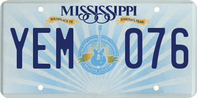 MS license plate YEM076