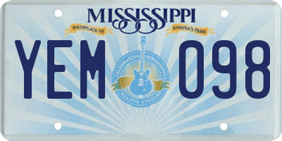 MS license plate YEM098