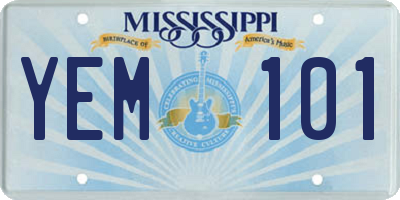 MS license plate YEM101