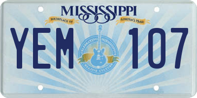 MS license plate YEM107