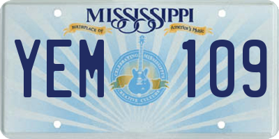 MS license plate YEM109