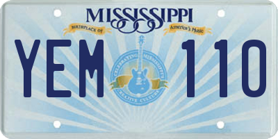 MS license plate YEM110