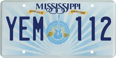 MS license plate YEM112