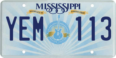 MS license plate YEM113