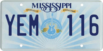 MS license plate YEM116